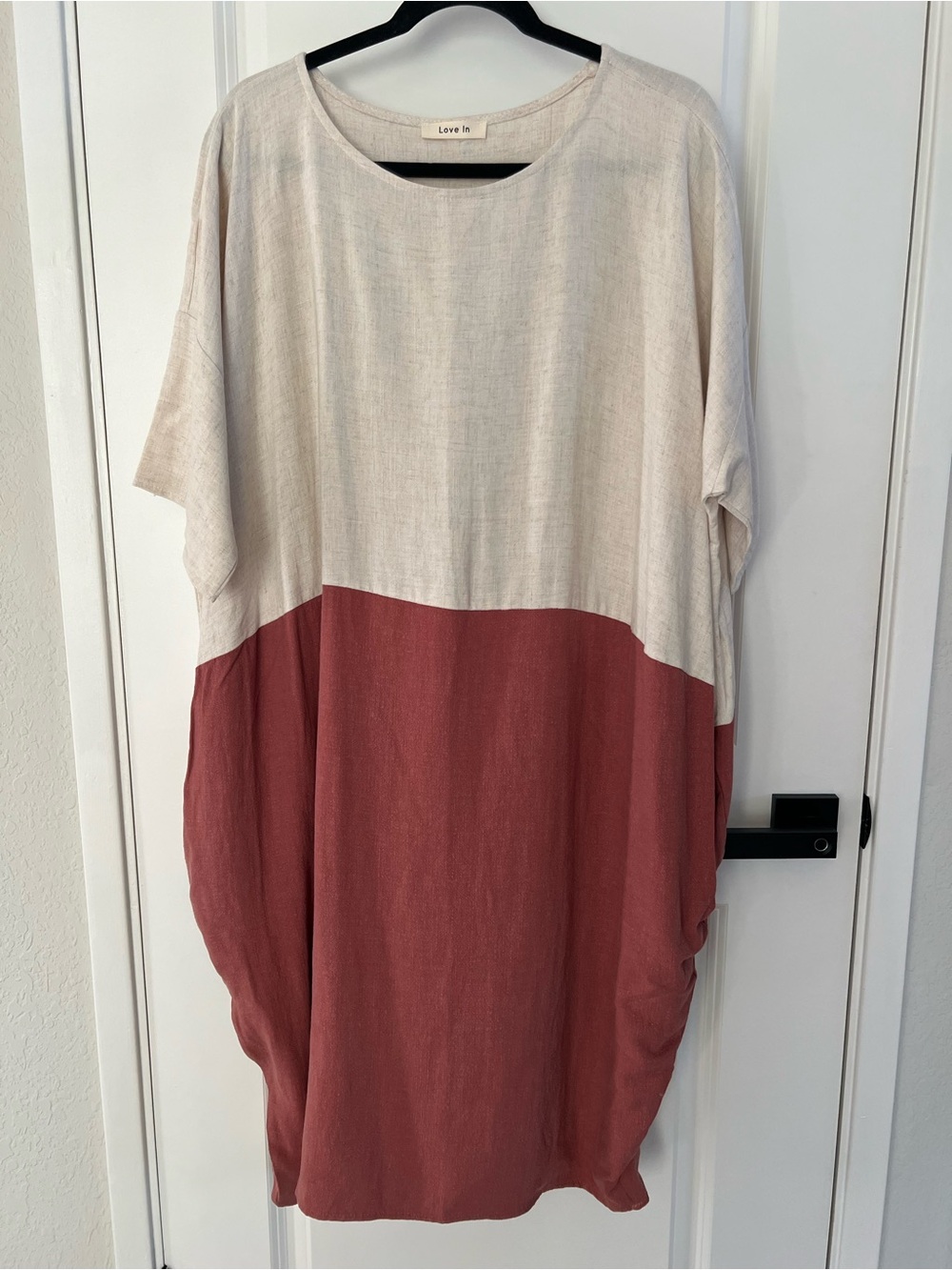 Love In Two-Tone Cream and Dusty Rose Midi Dress